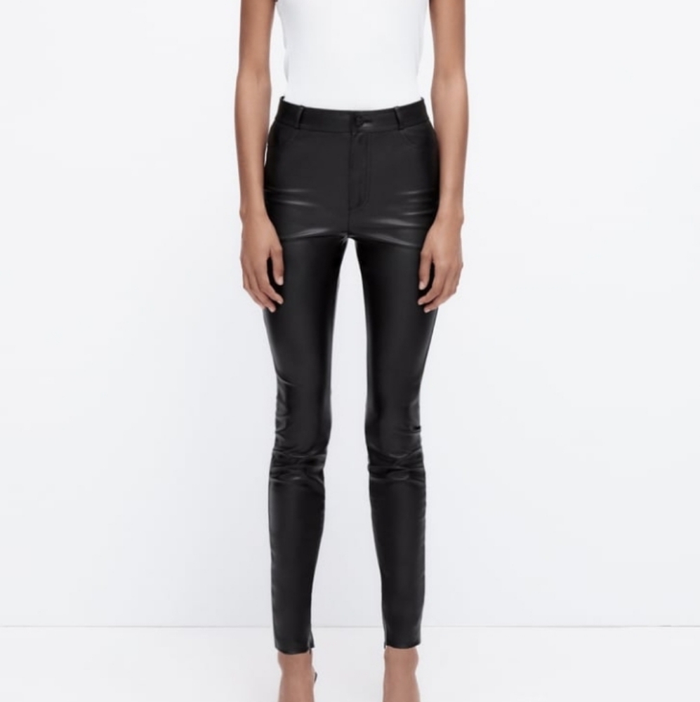 ZARA black faux leather legging XS NEW